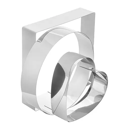 Набір металевих форм для складання тортів десертів та формування салатів та закусок 20х20 см H 5 см, Master Class Сріблястий 85792 - фото 10