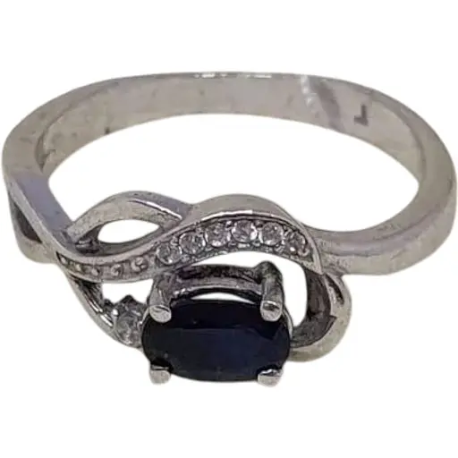 Серебряное кольцо Агни Верность с фианитами и сапфиром. 1827/9Р-SPH 16,5