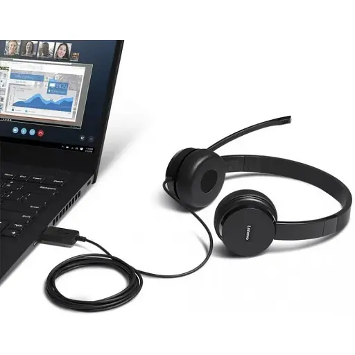 Навушники з мікрофоном Lenovo 100 Stereo USB Headset Black (4XD0X88524) - фото 3