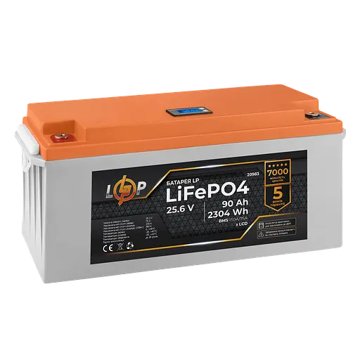 Акумулятор LP LiFePO4 для ДБЖ LCD 24V (25,6V) - 90 Ah (2304Wh) (BMS 150A/75А) пластик - фото 3