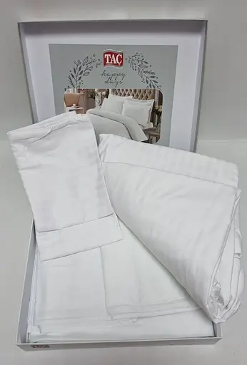 Комплект постільної білизни TAC Premium Basic White Двоспальний Різнокольоровий 000230472 - фото 2