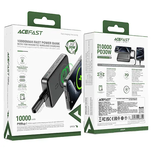Портативний ЗП Power Bank Acefast M10 PD30W з БЗП 10000 mAh Black - фото 2