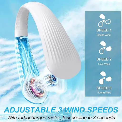 Портативний підвісний вентилятор на шию 3 швидкості - фото 2