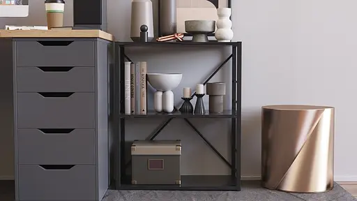 Этажерка 3/60 Серии Коннект 73x60x28 черный ДСП Сосна Кембра 16мм FRD-104259 - фото 2