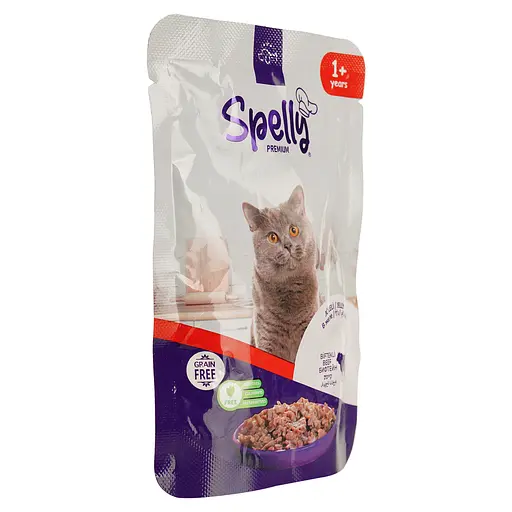 Вологий корм Spelly для дорослих котів яловичина в желе 85 г - фото 2