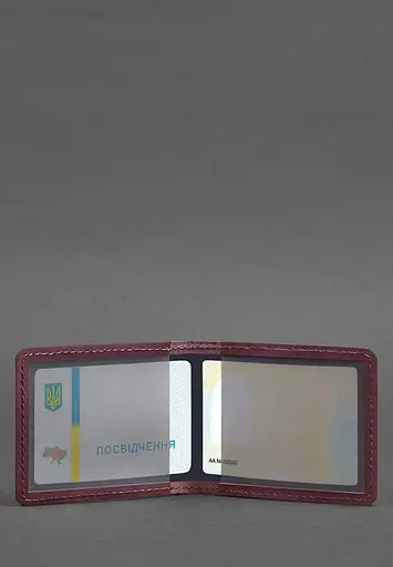 Кожаная обложка для удостоверения с гербом, бордовый Crazy Horse - фото 4