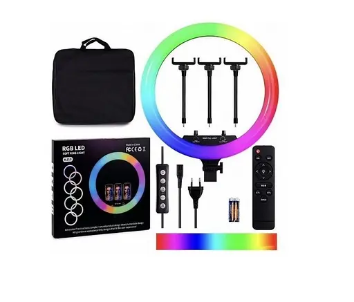 Селфи-лампа LED кольцевая 45 см Voltronic MJ18 RGB + штатив - фото 3
