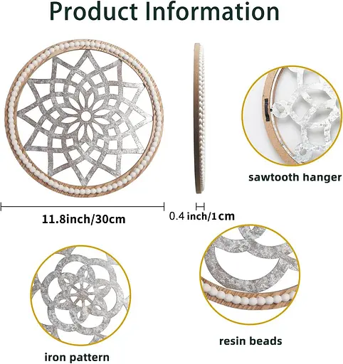 Baihui 3 шт., деревенский настенный декор, большой размер, диаметр 12 дюймов, круглый, декор для стен в фермерском доме - фото 2