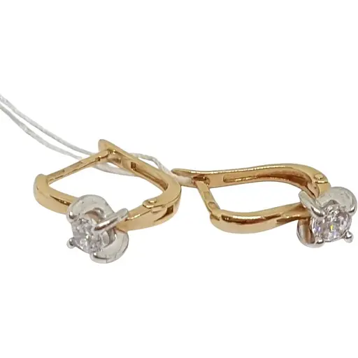 Золотые серьги Столичная Ювелирная Фабрика с фианитами. 110403