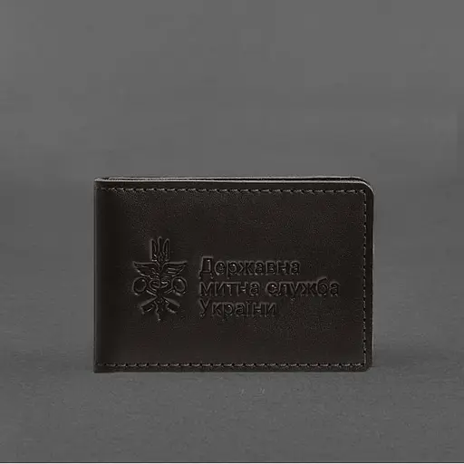 Кожаная обложка для удостоверения государственной государственной таможенной службы (ДМС) Темно-коричневая - фото 5