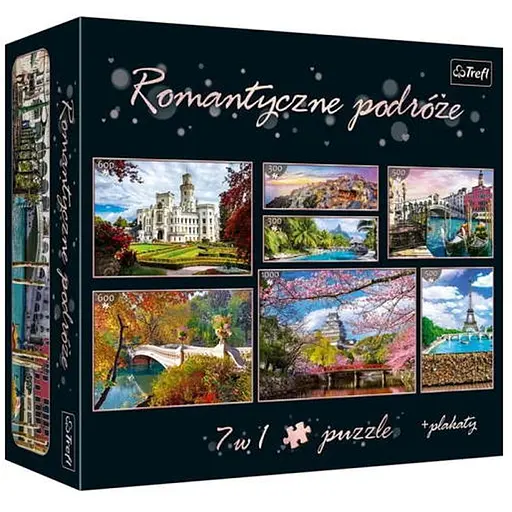 Пазл Trefl 7 в 1 Романтична подорож 2х300 ел. 2х500 ел. 2х600 ел. (93114) - фото 1