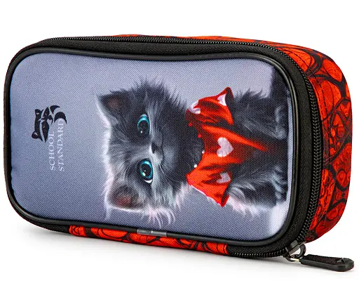 Пенал шкільний для дівчинки з Котиком м'який School Standard (PSS-123) - фото 3