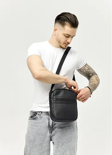 Мужская сумка мессенджер Sambag Makros черная 23 × 19 × 7 см (70278001m) - фото 5