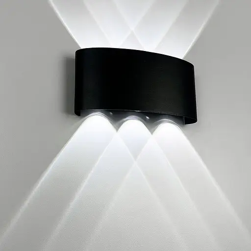 Світильник двосторонній на 6 лінз у чорному корпусі 4000K IP54 | Line F | Арт. W042/6 BK 4000K - фото 4