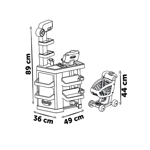 Игровой набор Smoby Интерактивный маркет с тележкой, звуковым эффектом, аксессуарами 48,9 х 38,5 х 89,6 см (350238) - фото 3