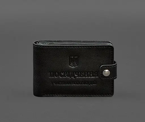 Кожаная обложка-портмоне для удостоверения участника боевых действий (УБД) Черная - фото 1