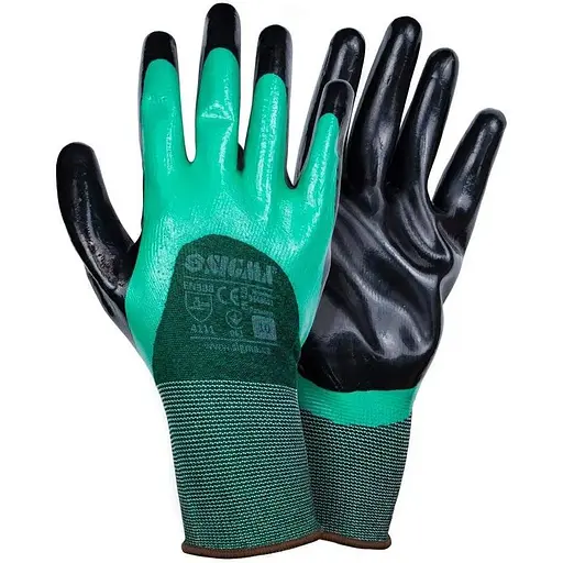 Рукавички трикотажні Sigma з подвійним нітриловим покриттям 9443601 - фото 1