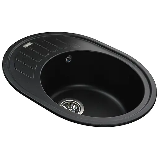 Кухонна мийка гранітна Globus Lux Arno чорний 620x500мм-А0002, Чорний - фото 2