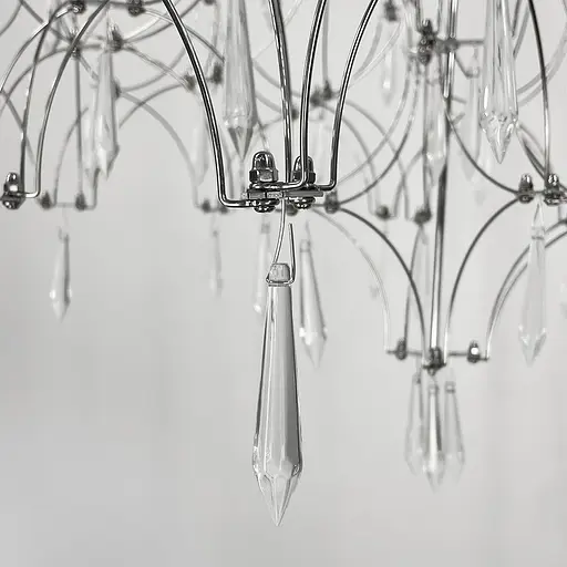 Дизайнерська невагома срібна люстра із кришталем Ø 70 см | Арт. MJ 203-730 CH | Line F - фото 3