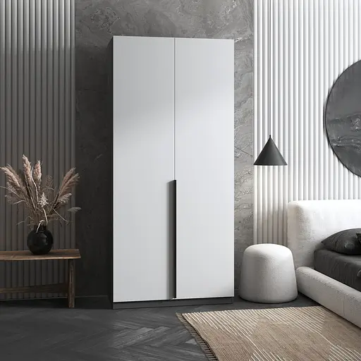 Шкаф для одежды Vays M-26 Антрацит-Белый фасад, с полками, ЛДСП, 100×50×220 см - для спальни, гостиной, прихожей Антрацит-Белый фасад