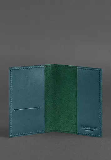 Шкіряна обкладинка для паспорта та військового квитка 1.2 зелена - фото 4