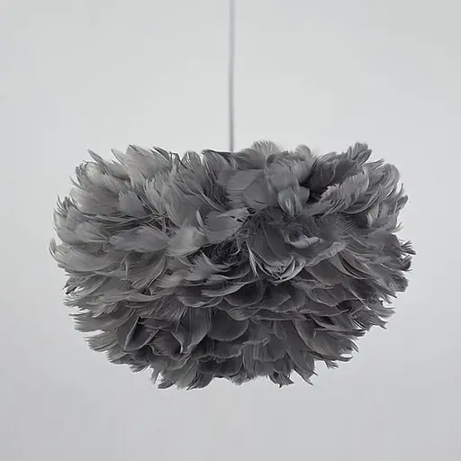 Светильник с натуральными перьями серого цвета Ø 60 см | Ст. AS 136-600 BK Line F - фото 4