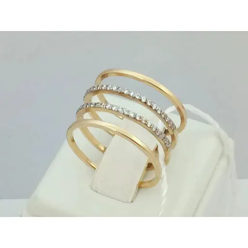 Золоте незамкнене кільце Родинні коштовності з фіанітами. 111675 18 - фото 2