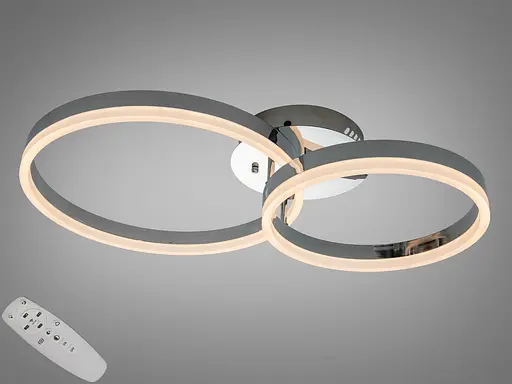 Потолочная светодиодная люстра хром 50 Вт два кольца пульт - фото 1