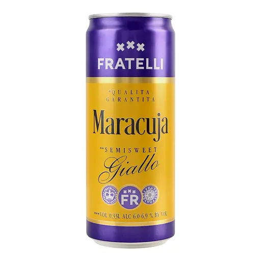 Напиток винный Fratelli Maracuja Giallo белый полусладкий слабоалкогольный игристый 6-6.9% 0.33 л