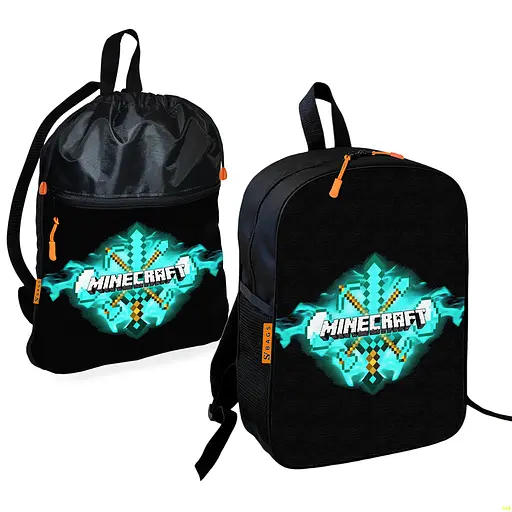 Школьный рюкзак детский Minecraft + Сумка для обуви спортивной формы рюкзак-мешок для мальчика (01723)