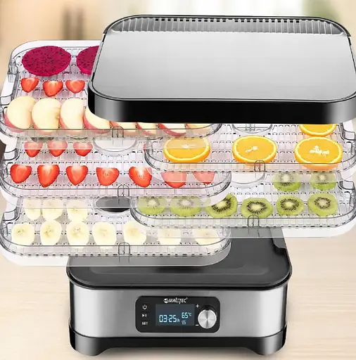 Дегідратор Maltec 109553 450 Вт 12 л 5 лотків таймер дисплей регулювання температури чорний INOX - фото 3