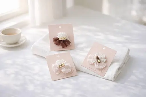 Набір декоративних шпильок бантиків для волосся з мереживом 24 шт. - фото 1