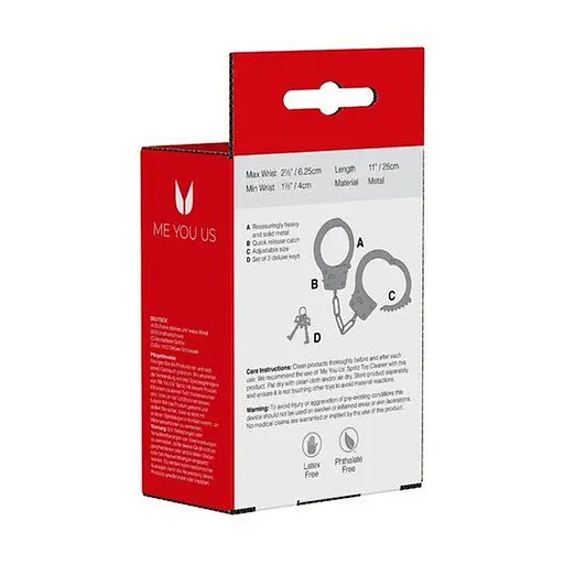 Наручники металлические Me You Us Heavy Metal Handcuffs Kinx 26 см серебристый - фото 5