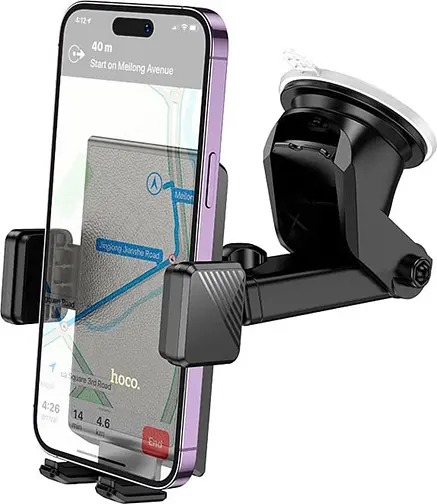 Автомобильный держатель Hoco H49 для телефона на лобовое стекло и приборную панель угол поворота 360 Черный - фото 4