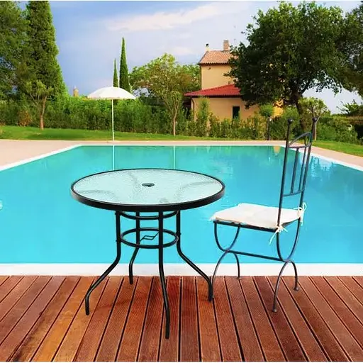 Садовий стіл Costway Acapulco з місцем для парасолі - фото 7