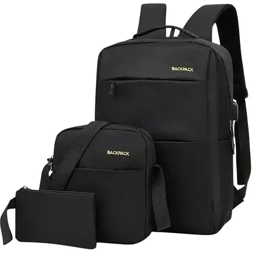 Универсальный набор рюкзак + сумка + кошелек Back-pack 3 в 1 Черный