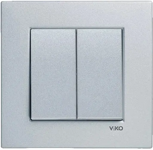 Вимикач двоклавішний VIKO Novella Срібло (93000002)