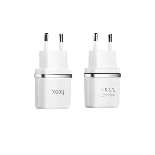 Сетевое зарядное устройство Hoco C12 2 USB белый - фото 4