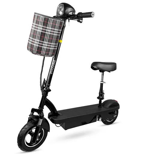 Электросамокат EVOBIKE Reno S10 400W 8Ah черный с сиденьем и надувными колесами (модель 2025 года) - фото 1