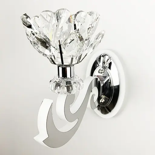 Бра в хромовому корпусі із кришталевою квіткою Line F 86529/1 CH - фото 1