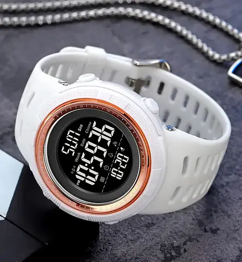 Спортивний наручний годинник Skmei 2070 (Білий з чорним циферблатом) - фото 3