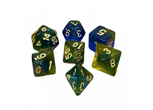 Набір кубиків Double Color Glitter 7 Dice Set - Blue-Yellow , 7 шт. (g7dglitdc08)