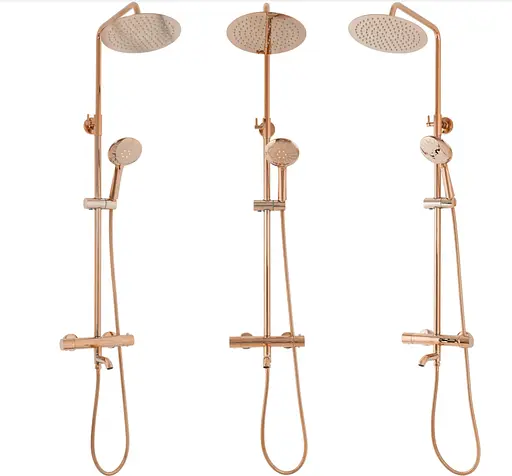 Душовя система Rea Lungo з термостатом та виливом rose gold REA-P6606, Теплий захід сонця - фото 9