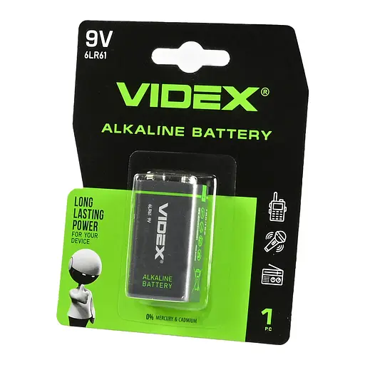 Батарейка крона Videx 6LR61 щелочная 9V