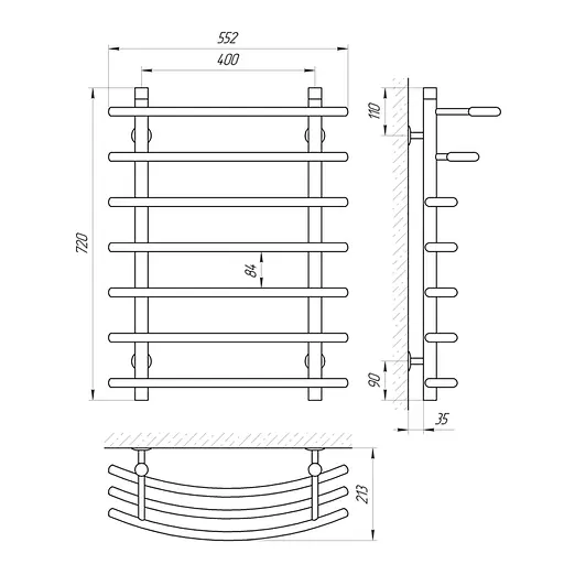 Полотенцесушитель Laris Каскад П7 400x700 71207250, Хром - фото 2