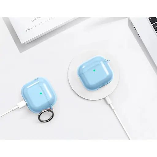 Чехол AhaStyle Transparent TPU Silicone Case для AirPods 4 Blue [133820] - фото 4