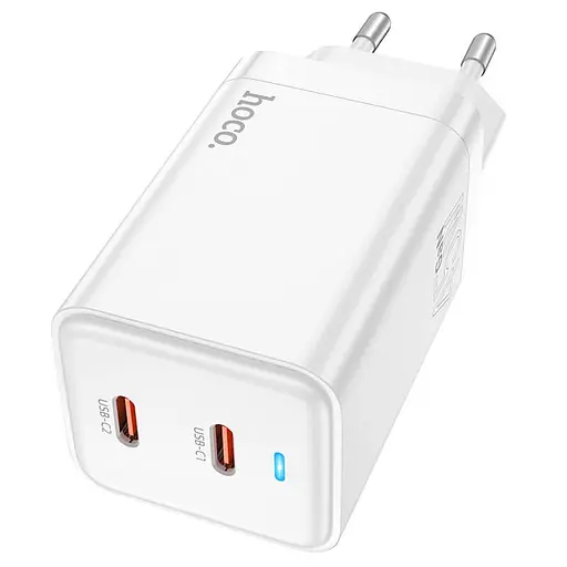 Блок питания зарядный Hoco Starlight N23 2 usb-c 45 W белый - фото 7