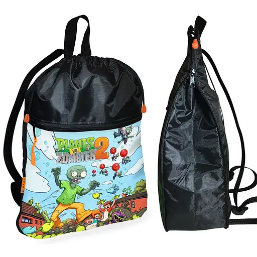Рюкзак-мішок для взуття, спортивної форми Рослини Проти Зомбі дитяча сумка для змінки з розширювачем (01369)