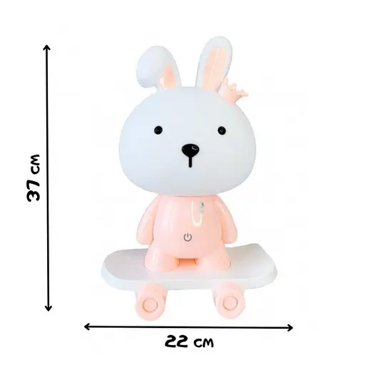Нічник дитячий «Зайчик на скейті» MGZ-1407(Pink) живлення від USB - фото 2