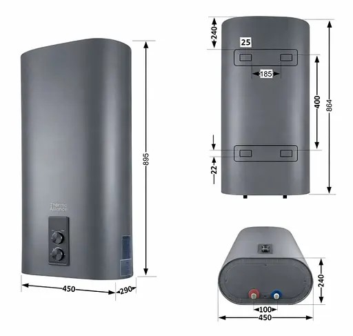 Водонагреватель электрический Thermo Alliance, 2 кВт, сухой ТЭН, 50 л плоский, вертикальный, прямоугольный, серый (DT50V20GPDD2G) - фото 11